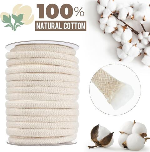 VitalCozy 0.37 Inch x 20 yd Cotton Piping Cord Natural Cording for Sewing Cotton Cord for Upholstery Pillows Welting Applications in Kuwait