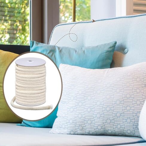 VitalCozy 0.37 Inch x 20 yd Cotton Piping Cord Natural Cording for Sewing Cotton Cord for Upholstery Pillows Welting Applications in Kuwait