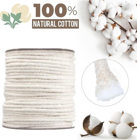 VitalCozy 0.37 Inch x 20 yd Cotton Piping Cord Natural Cording for Sewing Cotton Cord for Upholstery Pillows Welting Applications in Kuwait