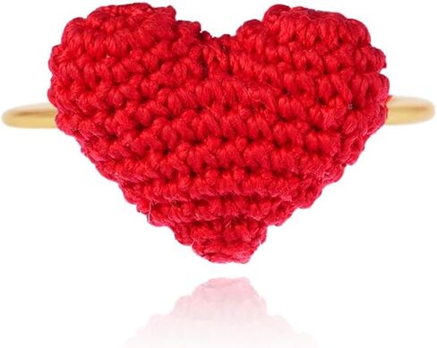 JOMODECOR Handmade Crochet Red Strawberry Ring, Knitted Artificial Forever Flowers, 14K Solid Gold, Lightweight Jewelry, Great Gift for Girlfriend Mom Women in Saudi Arabia