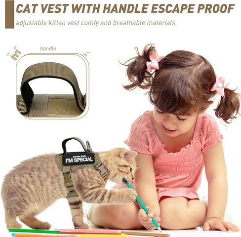 cat Vest Harness Walking Escape Proof Easy Control Handle for Small Large Kitten Puppy Vest Adjustable Comfort no Pull Outdoor All Weather air mesh Harness XXS xs in Saudi Arabia