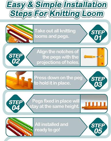 مجموعة حياكة النول UCDRMA مع تعليمات خطوة بخطوة، نول حياكة طويل 3 مقاسات فعال من حيث التكلفة للمبتدئين، طقم نول الحياكة سهل وسريع/مجموعة نول الحياكة البطانية مع 3 خطافات و6 إبر in Kuwait