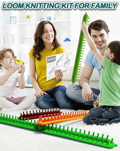 مجموعة حياكة النول UCDRMA مع تعليمات خطوة بخطوة، نول حياكة طويل 3 مقاسات فعال من حيث التكلفة للمبتدئين، طقم نول الحياكة سهل وسريع/مجموعة نول الحياكة البطانية مع 3 خطافات و6 إبر in Kuwait