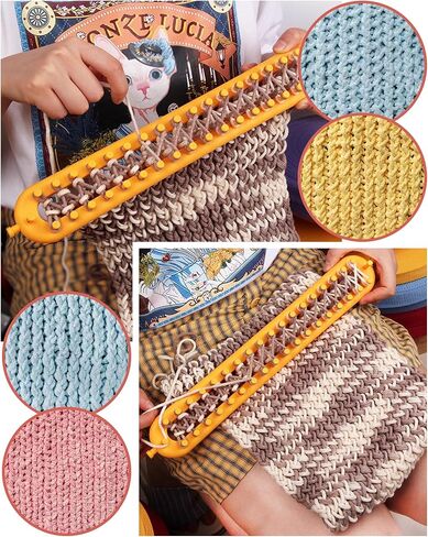 مجموعة حياكة النول UCDRMA مع تعليمات خطوة بخطوة، نول حياكة طويل 3 مقاسات فعال من حيث التكلفة للمبتدئين، طقم نول الحياكة سهل وسريع/مجموعة نول الحياكة البطانية مع 3 خطافات و6 إبر in Kuwait