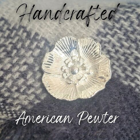 Pewter Poppy Flower Scarf Pin - Gift Packaged - Symbolic of remembrance, Hope, Renewal - Magnetic Back Closure No holes in Clothes - Handcrafted in USA(Shipped Amazon Prime) in Saudi Arabia