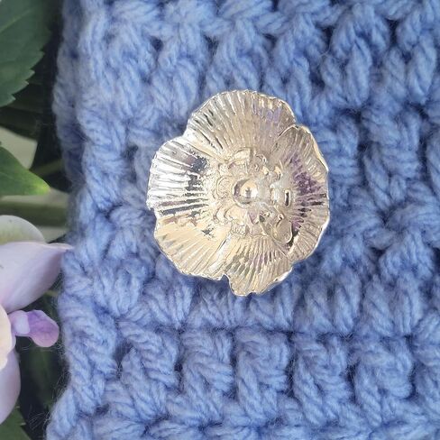 Pewter Poppy Flower Scarf Pin - Gift Packaged - Symbolic of remembrance, Hope, Renewal - Magnetic Back Closure No holes in Clothes - Handcrafted in USA(Shipped Amazon Prime) in Saudi Arabia