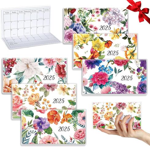 ReliThick 6 Pcs 2025 Pocket Calendar for Purse Monthly Planner Notebook Small Pocket Calendar Journals Notepads Appreciation Present Gift for Women Friends Kid Teacher School Office(Watercolor Style) in Kuwait