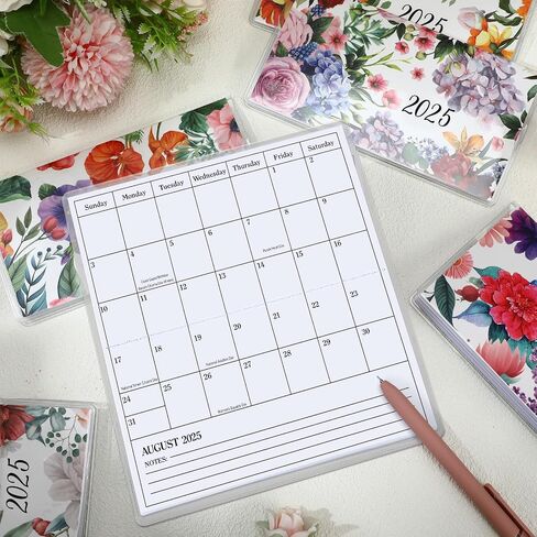 ReliThick 6 Pcs 2025 Pocket Calendar for Purse Monthly Planner Notebook Small Pocket Calendar Journals Notepads Appreciation Present Gift for Women Friends Kid Teacher School Office(Watercolor Style) in Kuwait