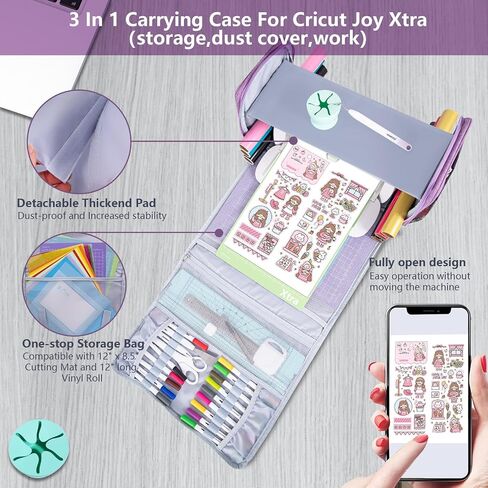 3 In 1 Carrying Case for Cricut Joy Xtra,Dust Cover for Cricut Cutting Machine,Cricut Joy Xtra Accessories Tote Bag,Fully Open Designed Storage bag,Compatible with Cricut Joy Xtra Tools and Supply in Saudi Arabia