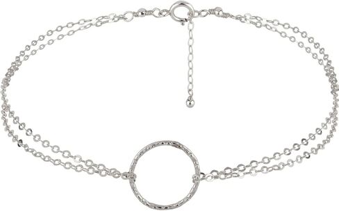 خلخال أنيكا بيلا بوهو للنساء، الطول 9-10 بوصات، أساور الكاحل من الفضة الاسترليني أو الذهب، سوار الكاحل على شكل دائرة كارما، خلخال مقاوم للماء (الفضة الاسترليني) in Kuwait