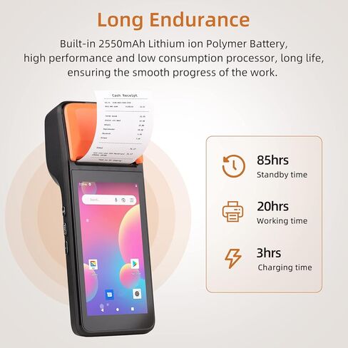 طابعة إيصالات 3G POS المحمولة Android 8.1 1D/2D ماسح الباركود PDA الطرفي يدعم اتصال 3G WiFi BT مع شاشة لمس 5.0 بوصة عرض 58 مم طباعة الملصقات الحرارية للسوبر ماركت in Kuwait