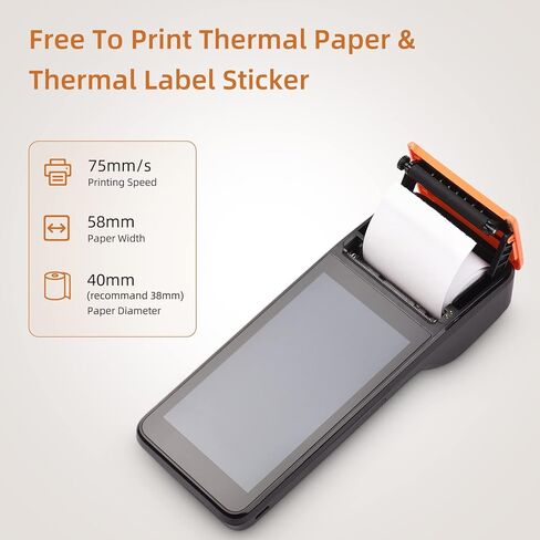 طابعة إيصالات 3G POS المحمولة Android 8.1 1D/2D ماسح الباركود PDA الطرفي يدعم اتصال 3G WiFi BT مع شاشة لمس 5.0 بوصة عرض 58 مم طباعة الملصقات الحرارية للسوبر ماركت in Kuwait