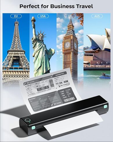 Phomemo M08F Portable Printers Wireless for Travel, Thermal Printer Support 8.5" X 11" US Letter, Bluetooth Inkless Printer Compatible with iOS, Android, Laptop for Travel, Black in Saudi Arabia