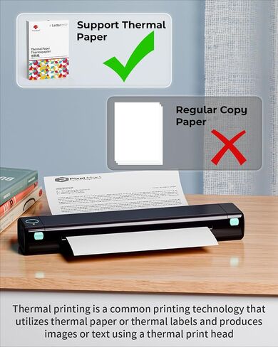 Phomemo M08F Portable Printers Wireless for Travel, Thermal Printer Support 8.5" X 11" US Letter, Bluetooth Inkless Printer Compatible with iOS, Android, Laptop for Travel, Black in Saudi Arabia