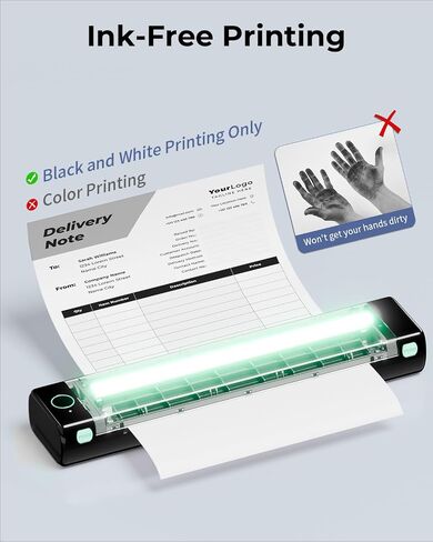Phomemo M08F Portable Printers Wireless for Travel, Thermal Printer Support 8.5" X 11" US Letter, Bluetooth Inkless Printer Compatible with iOS, Android, Laptop for Travel, Black in Saudi Arabia
