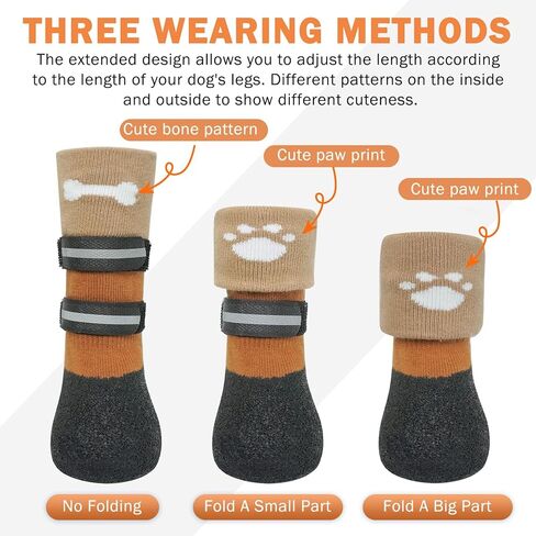 SCENEREAL Anti Slip Dog Socks Boots, Dog Shoes for Hot/Cold Pavement Snow Rain Days, Waterproof Grip Doggy Booties for Hardwood Floor, Winter Paw Protectors for Small Medium Large Senior Old Dogs in Kuwait