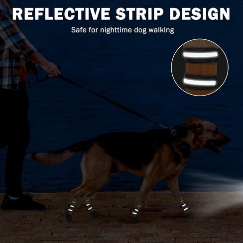 SCENEREAL Anti Slip Dog Socks Boots, Dog Shoes for Hot/Cold Pavement Snow Rain Days, Waterproof Grip Doggy Booties for Hardwood Floor, Winter Paw Protectors for Small Medium Large Senior Old Dogs in Kuwait