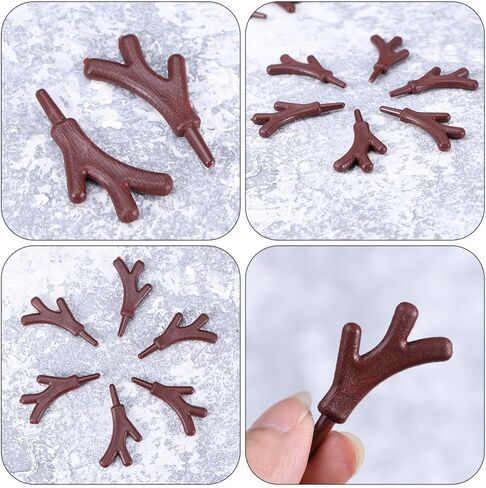 ARTIBETTER Christmas Craft 120pcs DIY Branch Antler Snowman Making Hands Plastic Deer Antlers Crafts DIY Snowman Accessories for Christmas DIY Craft Antlers Branch in Saudi Arabia