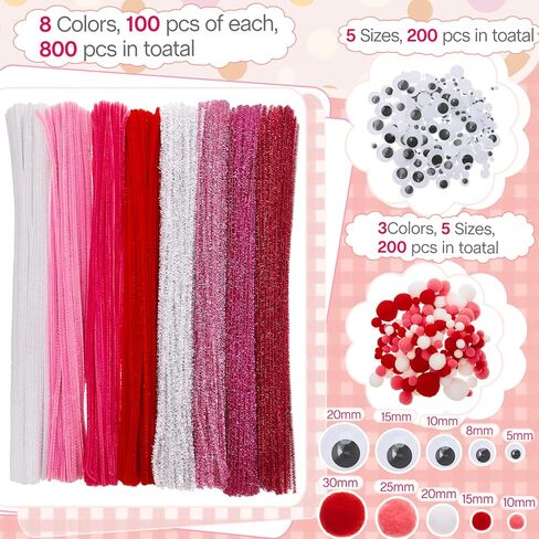 1200 قطعة من 300 قطعة من منظفات أنابيب عيد الميلاد، بما في ذلك سيقان الشنيل اللامعة، ذاتي اللصق، عيون جوجلي، فنون إبداعية، سيقان شانيل لتزيين عيد الميلاد، أعمال فنية يدوية (ملونة) in Kuwait