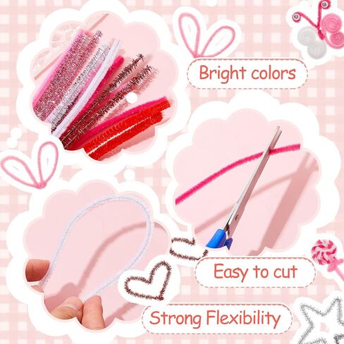 1200 قطعة من 300 قطعة من منظفات أنابيب عيد الميلاد، بما في ذلك سيقان الشنيل اللامعة، ذاتي اللصق، عيون جوجلي، فنون إبداعية، سيقان شانيل لتزيين عيد الميلاد، أعمال فنية يدوية (ملونة) in Kuwait