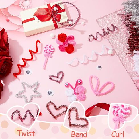 1200 قطعة من 300 قطعة من منظفات أنابيب عيد الميلاد، بما في ذلك سيقان الشنيل اللامعة، ذاتي اللصق، عيون جوجلي، فنون إبداعية، سيقان شانيل لتزيين عيد الميلاد، أعمال فنية يدوية (ملونة) in Kuwait