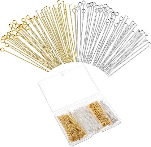 600 Pieces Flat Head Pins Eye Pins for Jewelry Making 2 Inch Straight Head Pins Gold Sliver Jewelry Making Pin Ball Headpins Findings for Craft Earring Bracelet Jewelry Making DIY Accessories Supplies in Saudi Arabia