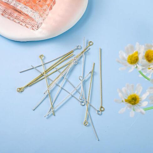 600 Pieces Flat Head Pins Eye Pins for Jewelry Making 2 Inch Straight Head Pins Gold Sliver Jewelry Making Pin Ball Headpins Findings for Craft Earring Bracelet Jewelry Making DIY Accessories Supplies in Saudi Arabia