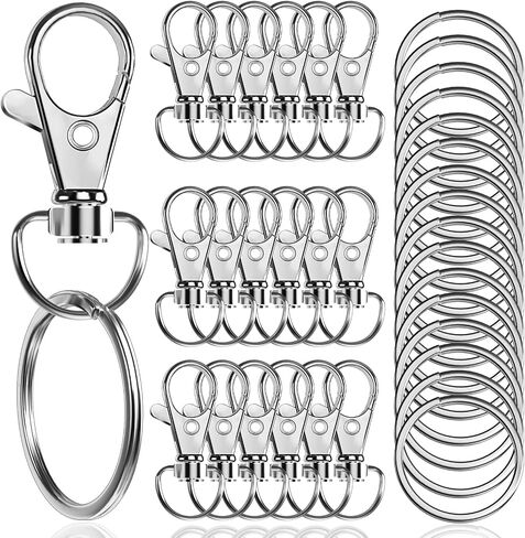 100PCS Premium Swivel Snap Hooks with Key Rings,Metal Lanyard Keychain Hooks Lobster Clasps for Key Jewelry DIY Crafts 1.25inches/32mm(50 Pcs Lanyard Snap Hooks+50 Pcs Key Rings) in Saudi Arabia