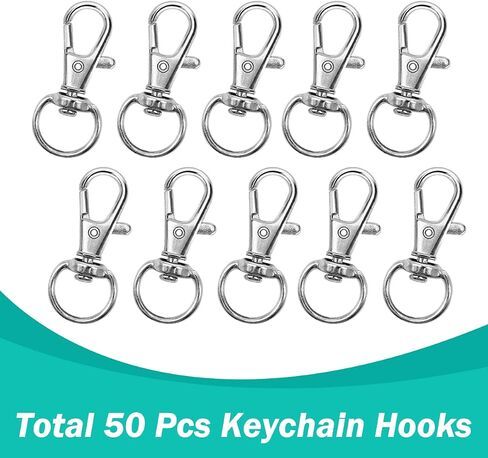 100PCS Premium Swivel Snap Hooks with Key Rings,Metal Lanyard Keychain Hooks Lobster Clasps for Key Jewelry DIY Crafts 1.25inches/32mm(50 Pcs Lanyard Snap Hooks+50 Pcs Key Rings) in Saudi Arabia