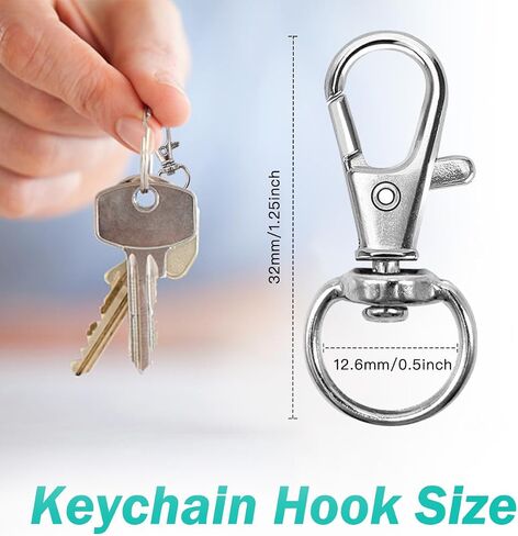 100PCS Premium Swivel Snap Hooks with Key Rings,Metal Lanyard Keychain Hooks Lobster Clasps for Key Jewelry DIY Crafts 1.25inches/32mm(50 Pcs Lanyard Snap Hooks+50 Pcs Key Rings) in Saudi Arabia