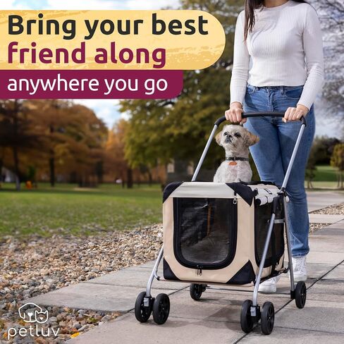 Pet Stroller, Fits 2 Cats, Small to Medium Dogs (10-45 lbs), Tan in Saudi Arabia