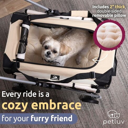 Pet Stroller, Fits 2 Cats, Small to Medium Dogs (10-45 lbs), Tan in Saudi Arabia