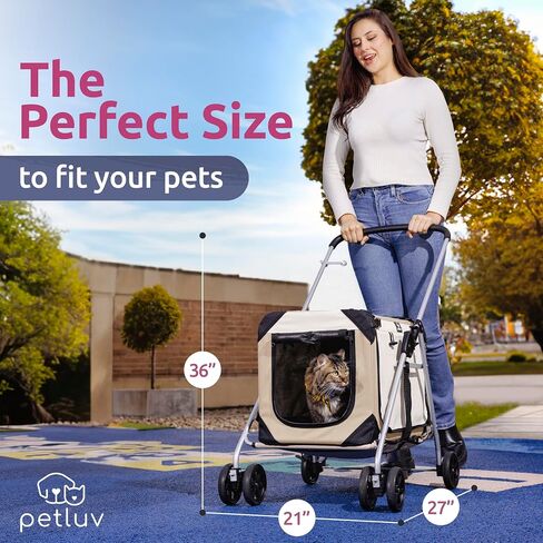 Pet Stroller, Fits 2 Cats, Small to Medium Dogs (10-45 lbs), Tan in Saudi Arabia
