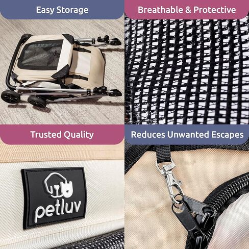 Pet Stroller, Fits 2 Cats, Small to Medium Dogs (10-45 lbs), Tan in Saudi Arabia