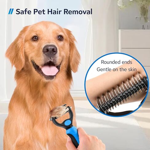 Cat & Dog Brush for Shedding and Dematting,Double-Sided Pet Hair Removal Tool With Metal Comb to Reduce Shedding and Remove Mats,Pet Grooming Brush for Small, Medium Dogs and Cats,Purple in Saudi Arabia