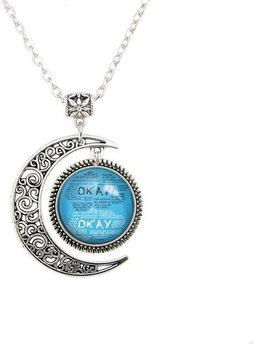 The Fault in Our Stars necklace John Green OKAY jewelry moon pendants Gifts for man women girl boy best friend (22 inches) in Saudi Arabia