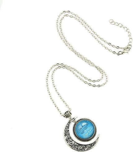 The Fault in Our Stars necklace John Green OKAY jewelry moon pendants Gifts for man women girl boy best friend (22 inches) in Saudi Arabia