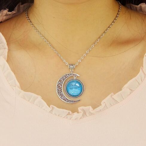 The Fault in Our Stars necklace John Green OKAY jewelry moon pendants Gifts for man women girl boy best friend (22 inches) in Saudi Arabia