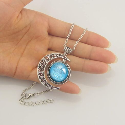 The Fault in Our Stars necklace John Green OKAY jewelry moon pendants Gifts for man women girl boy best friend (22 inches) in Saudi Arabia