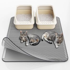 Cat Litter Mat -24'' x 15'', Small Litter Trapping Mat, Easy to Clean Box Mat, Waterproof, Urine-Proof, Non-Slip Kitty Litter Mats for Floor, Green
