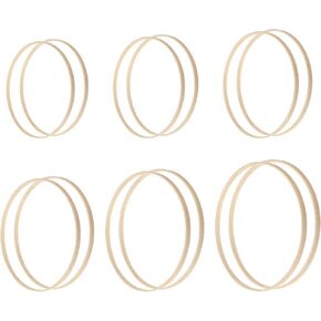 12 Pack 6 Sizes Wooden Floral Hoops, Wooden Wreath Ring, Wooden Hoops for Crafts, Wreath Macrame Craft Hoop Rings for Making Wedding Wreath Decor, Wall Hanging Craft (5, 6, 7, 8, 9, 10 Inch)