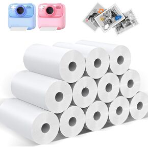 Mgaolo 12 Rolls Kids Instant Camera Print Refill Paper- Photo Printer Thermal Paper Rolls