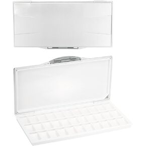 PATIKIL 33 Wells Paint Storage Box, Airtight Folding Detachable with Extra Area Painting Palette for Watercolor Gouache Acrylic Oil Paint, Blue