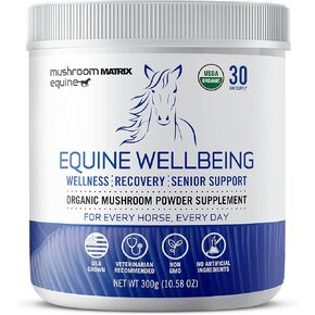 Om Mushroom Matrix - Equine | Wellbeing | USA Grown Human-Grade Organic Mushroom Powder Show Safe Horse Supplement | Wellness, Recovery, & Senior Support | 300 Grams, 10.5 oz