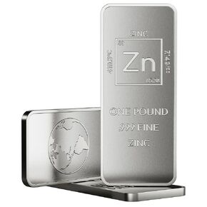 1 Pound Zinc Bar Bullion Paperweight with Element Design | .999 Pure Zinc Metal bar Made in USA by Unique Metals