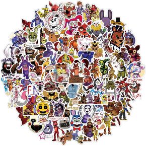 100Pcs Five Night at Freddy Sticker, Terror Cartoon Movie Waterproof Vinyl Decal for Teen Kids Girl Halloween Water Bottle Laptop Phone Skateboard Guitar Notebook Computer Luggage
