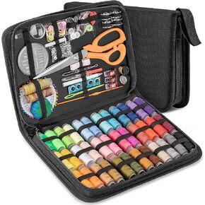 KEYHOT Travel Sewing Kit Basic - 205 Pcs Professional Sewing Kit for Adults Beginner Traveler Home Sewing Accessories Kit Contains Sewing Needles Thread Scissors Measure Tape Thimble Etc（Black）