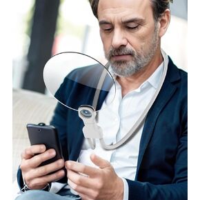 Hands Free Magnifying Glass for Reading - 5X Neck Wear Magnifying Glasses, Flexible Gooseneck Magnifier for Neck Wear Repair Sewing Low Vision Elderly