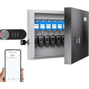 96 Key Lock Box Wall Mount, Smart Key Cabinet One Time Password/APP Bluetooth/Fixed Code/Wi-Fi Remote/Key Unlock, Security Storage Key Holder Box, Key Management for Valets, Realtors, Office, Hotel