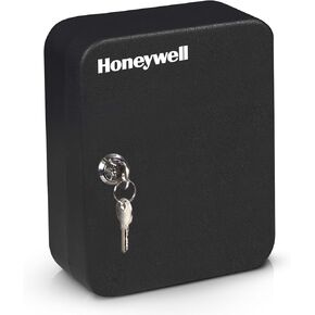 Honeywell Safes & Door Locks - 24 Hooks Small Key Box for Office - Durable Metal Key Lock Box Keeps your Keys Safe - Scratch Resistant Key Holder Box Comes with 2 Entry Keys - 0.07 CU - Black - 6105